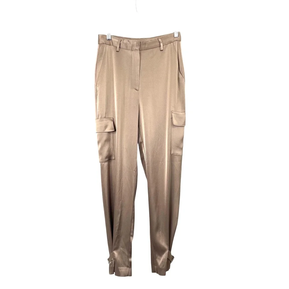 Aritzia Babaton Refined Satin‎ Cargo Pants Size 6 tan - Picture 2 of 10